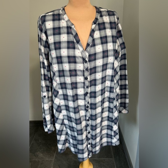 Catherines Gingham Check Plaid Embroidered Button Up Shirt Cabincore - Picture 1 of 7